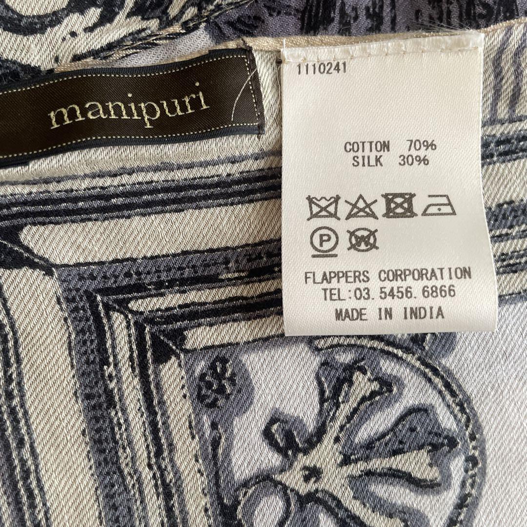Manipuri マニプリ　ヘリンボーン フラワー　コットンシルクスト－ル