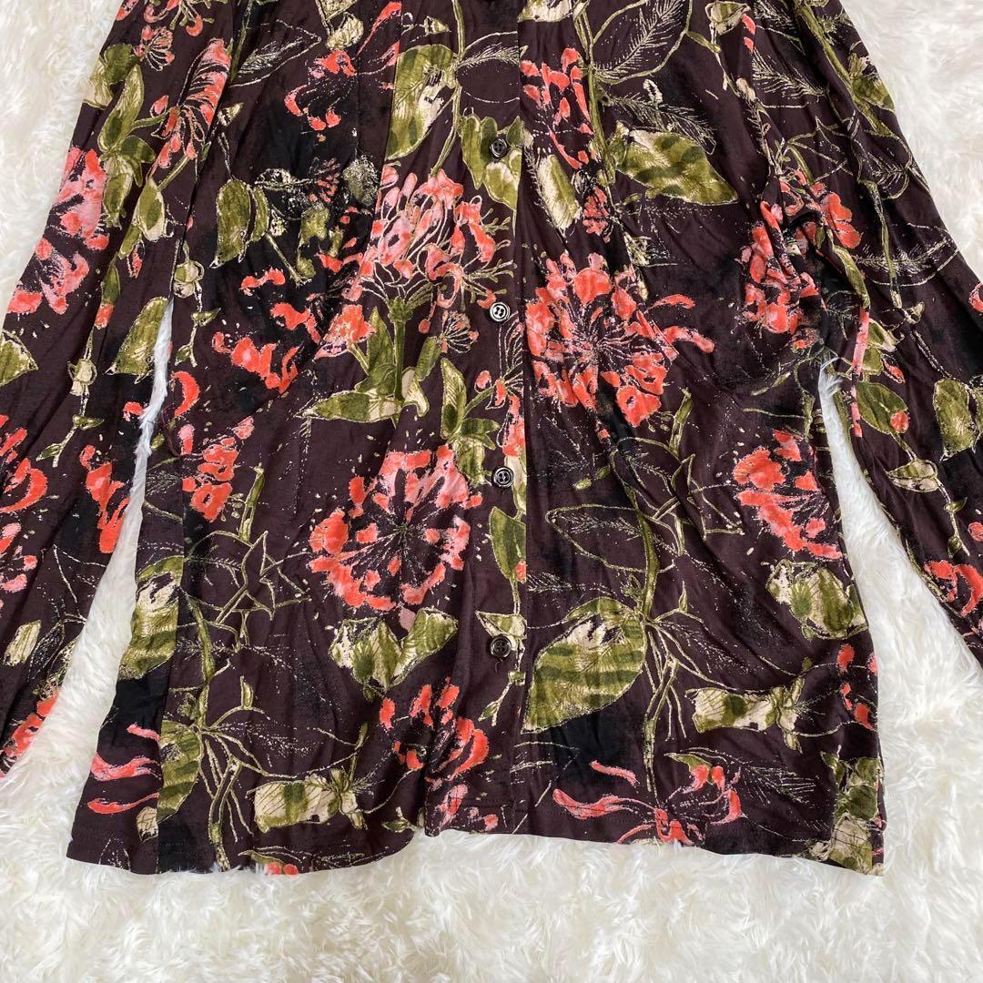 2155 ケンゾー KENZO 長袖シャツ 花柄 総柄 日本製 ブラック レトロ 2155 ケンゾー KENZO 長袖シャツ 花柄 総柄 日本製 ブラック