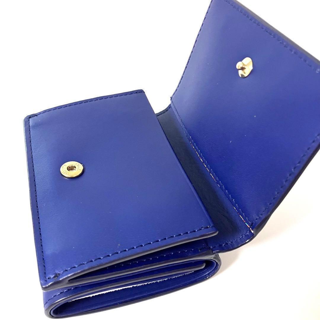ポールスミス ミニエンボス 三つ折財布 Paul Smith ブルー 未