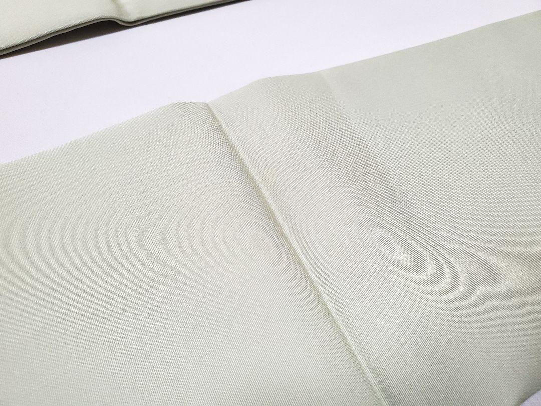 no1ー5 薄緑色 塩瀬の染め名古屋帯 花と葉の模様 新品 未使用