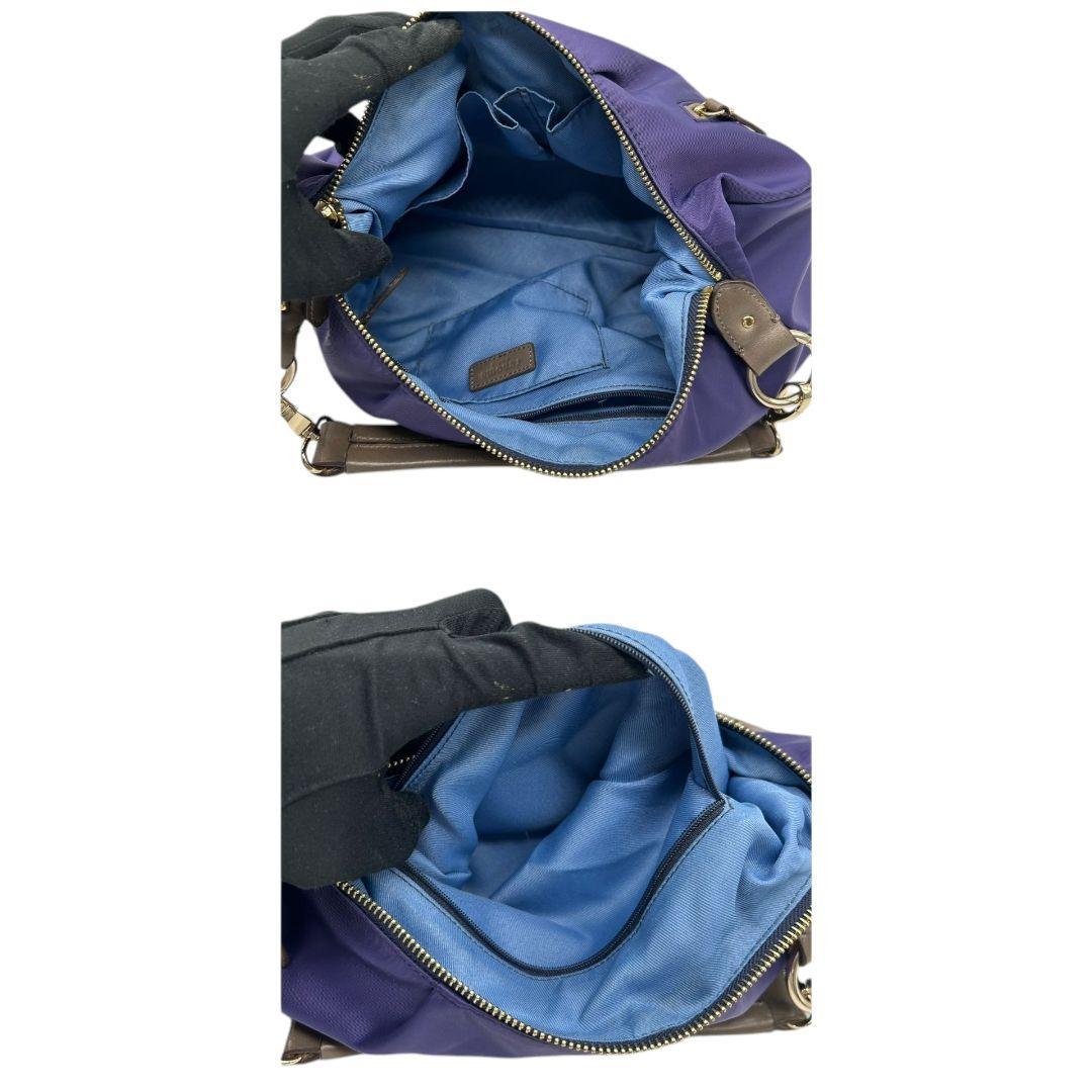 美品 レノマ ハンドバッグ 2way 紫 ナイロンギャザー renoma s20