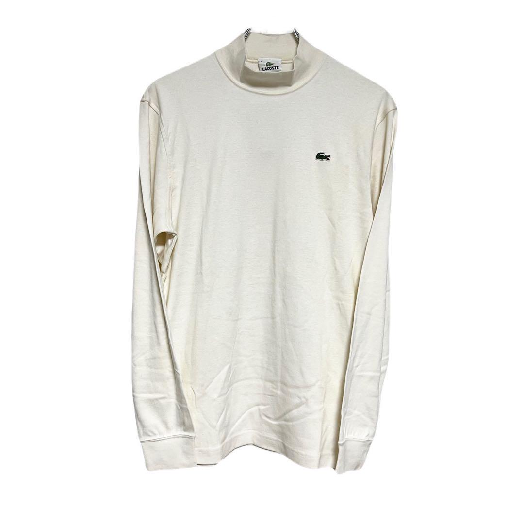 新品未使用 LACOSTE 3 コットンモックネックカットソー アイボリー