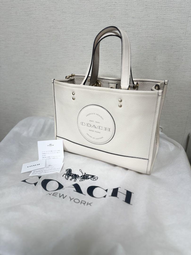 COACH ホワイトレザー トートバッグ - メルカリ