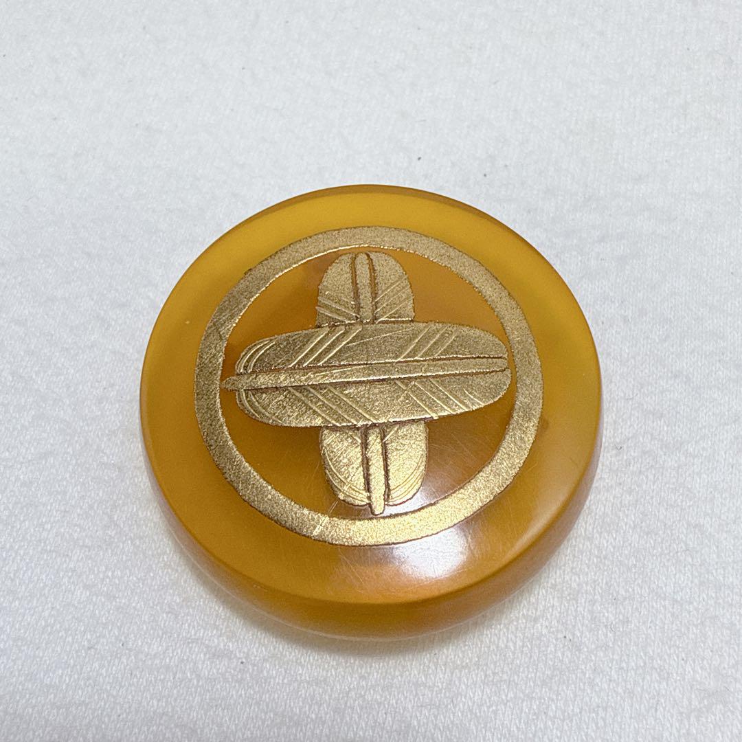 良生作 鼈甲 べつ甲 白甲 帯留め 金彩 作家モノ