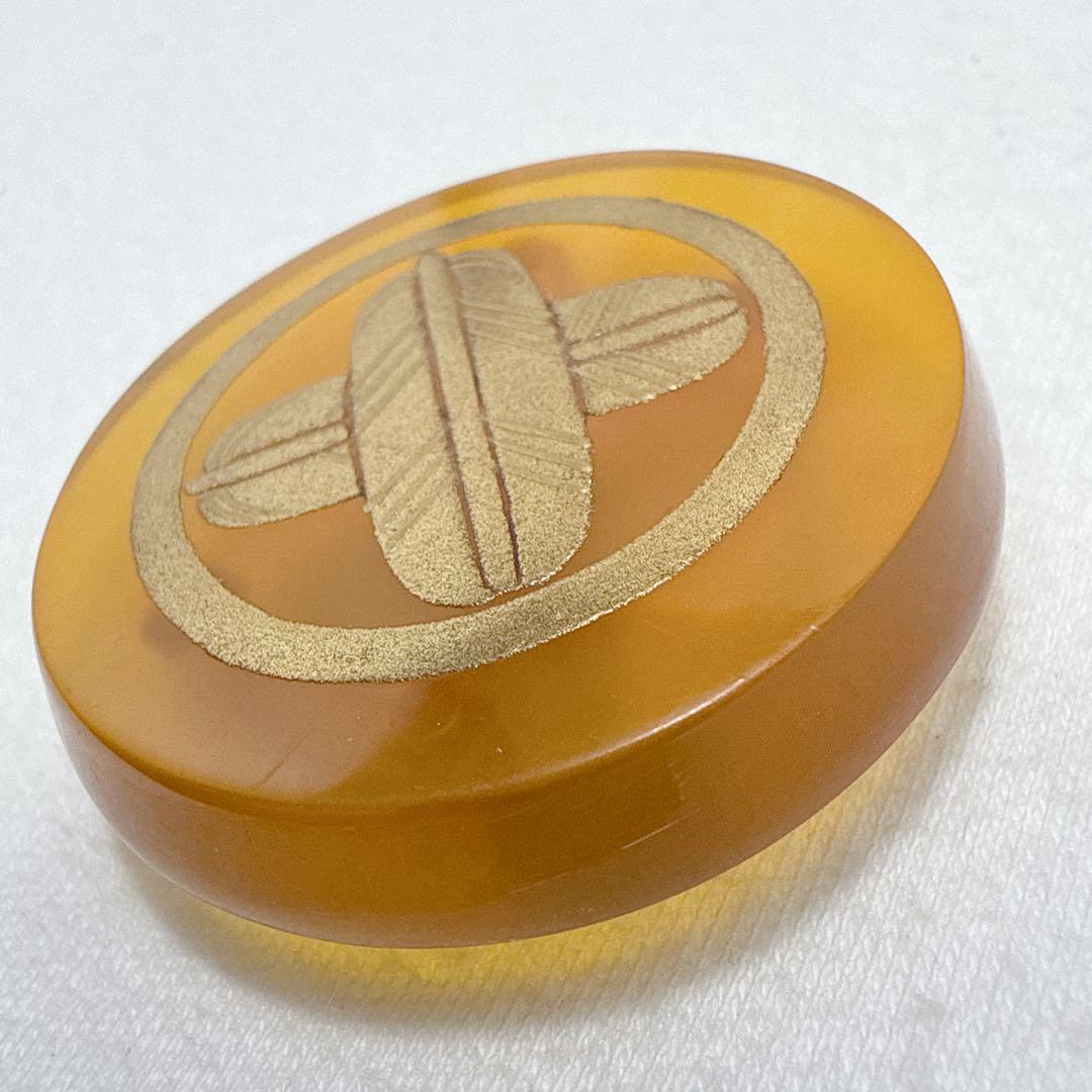 良生作 鼈甲 べつ甲 白甲 帯留め 金彩 作家モノ
