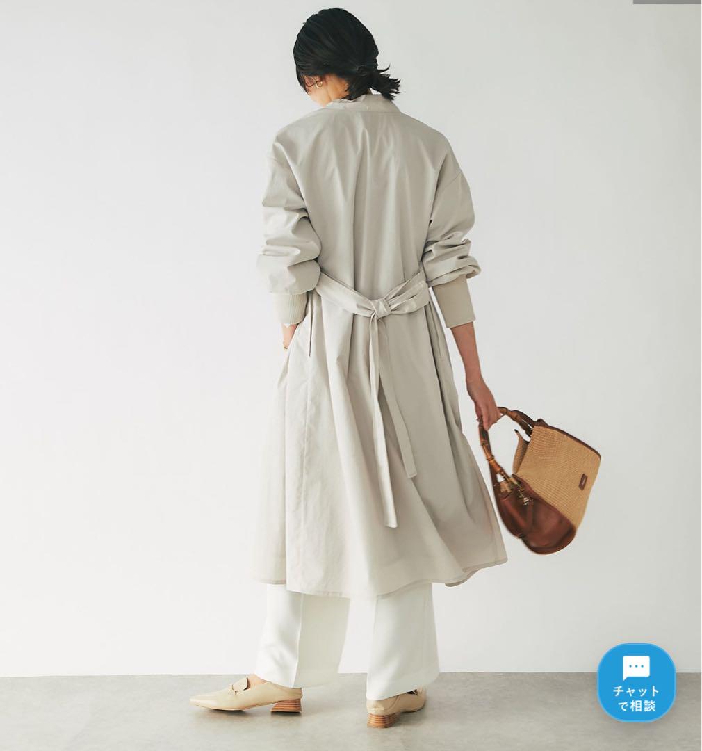美品　RIVE DROITE  リヴドロワ　袖リブガウンコート　グレージュ