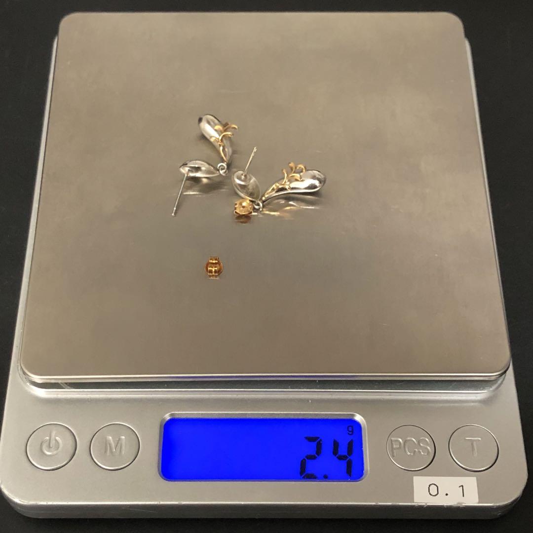 (C050718)K18 PT900 ピアス YG 18金 プラチナ コンビ
