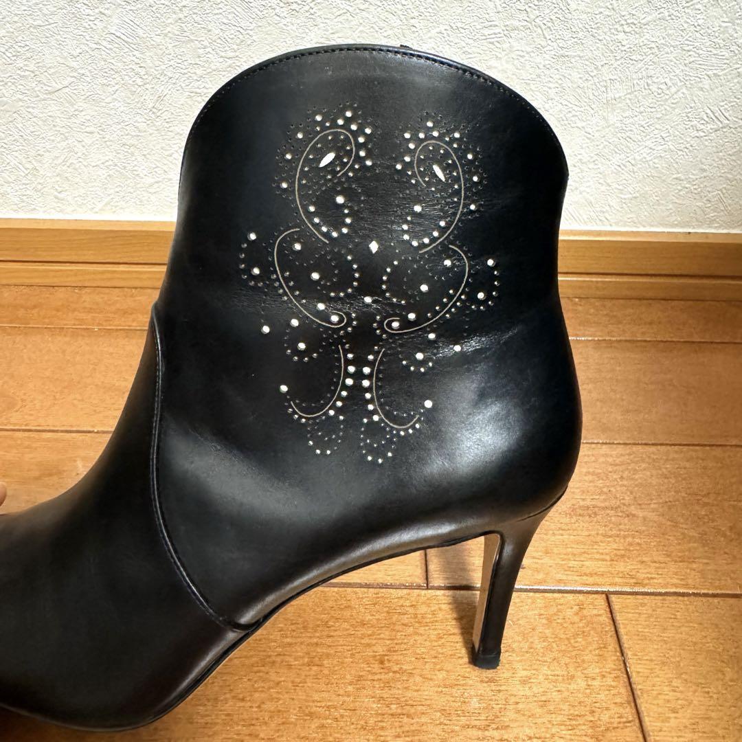 かねまつ黒ブーツ24センチ 銀座かねまつ 24センチ 黒ショートブーツ最低 価格
