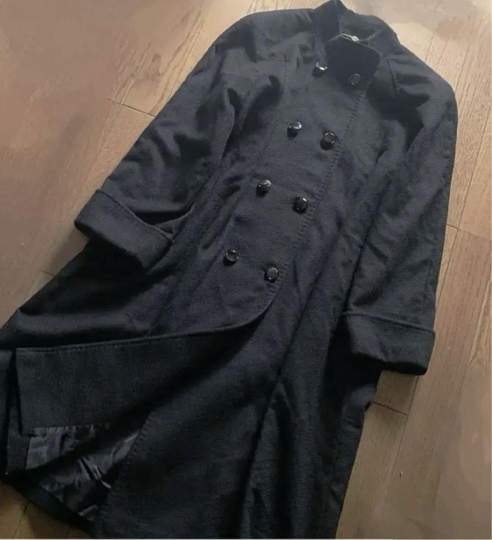 50 レリアン　最高級　カシミヤ100% ロングコート　黒　9号　M