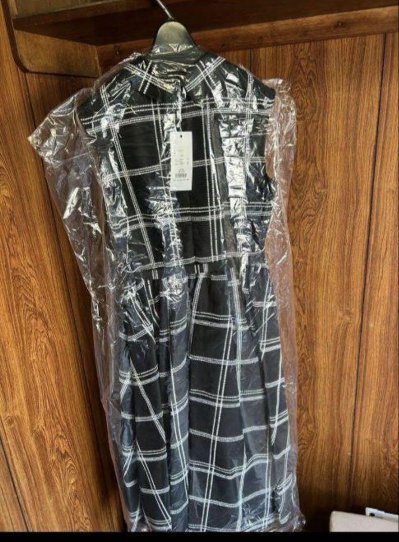 sheller flocky check long shirt dress