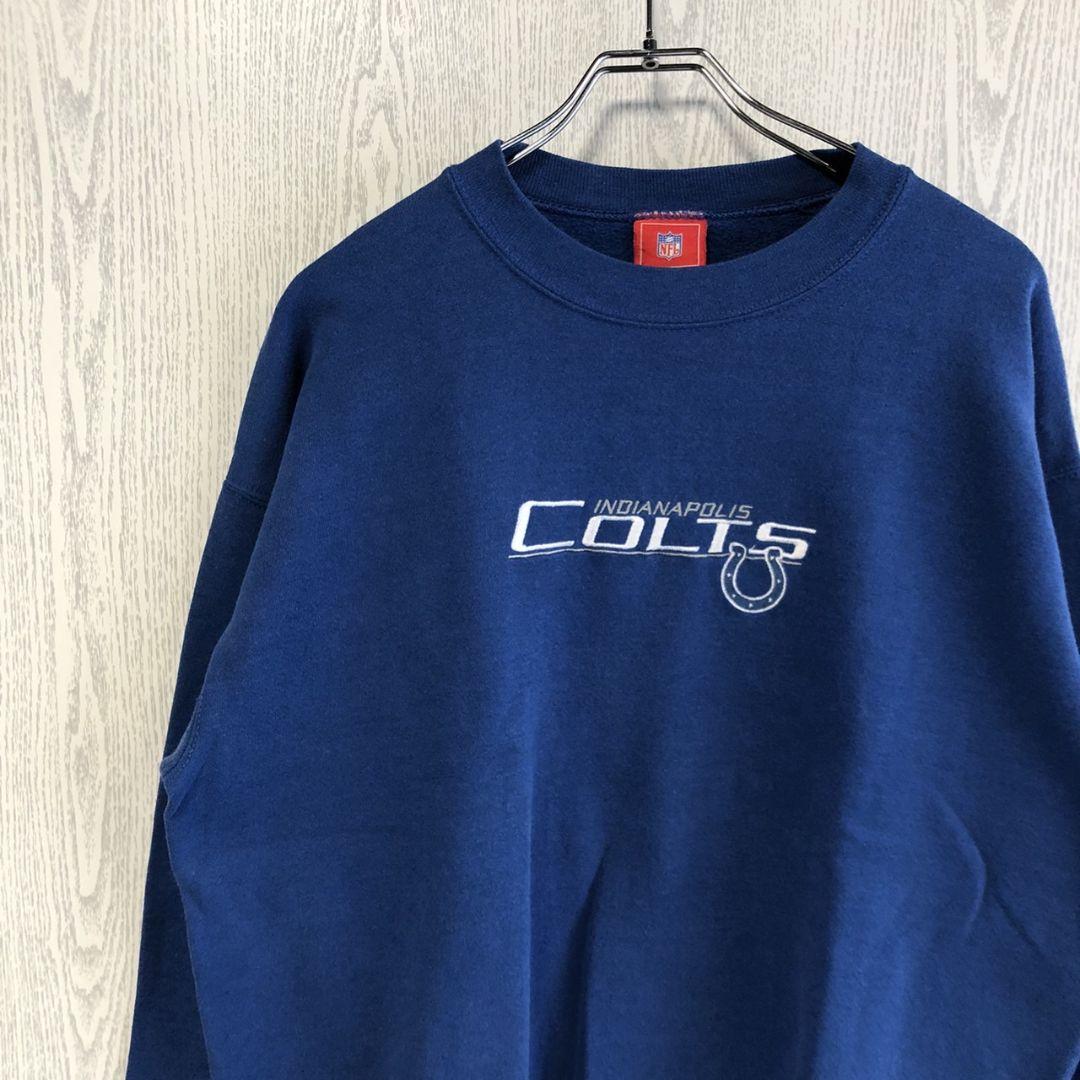 NFL 刺繍ロゴ　スウェット　トレーナー　アメフト　古着　コルツ　L XL 青