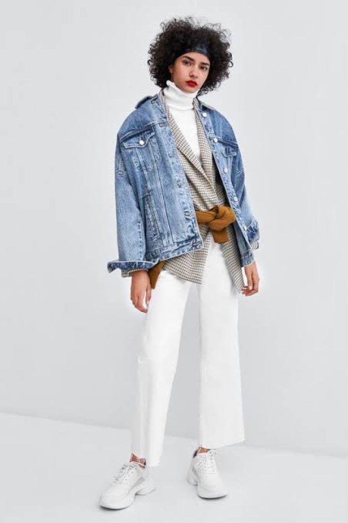 ★ZARA TRFデニムケープジャケット★Mサイズ TRF ケープデニムジャケット - ブルー | ZARA Japan / 日本