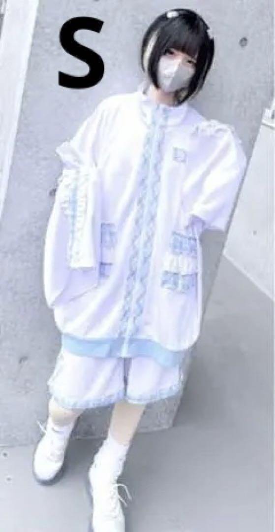 新品 ぬた。 フリル付きジャージ Sサイズ 水色×白 チェック柄 天使界隈
