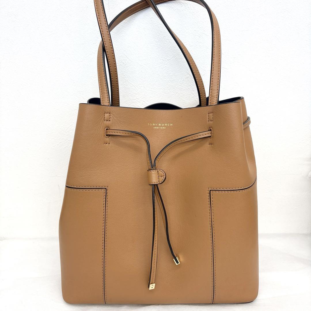 TORY BURCH ブロックT バケットトートバッグ レザー 美品