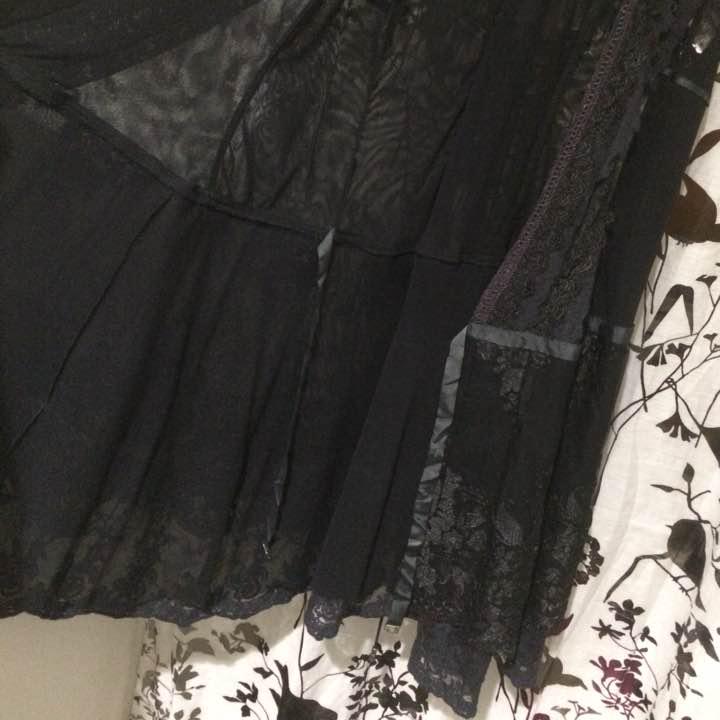 OZZ ANGELO 黒のレース ロングベスト レディース