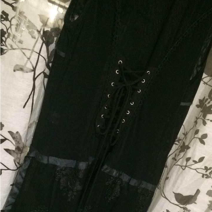 特価商品  OZZ ANGELO 黒のレース ロングベスト レディース トップス