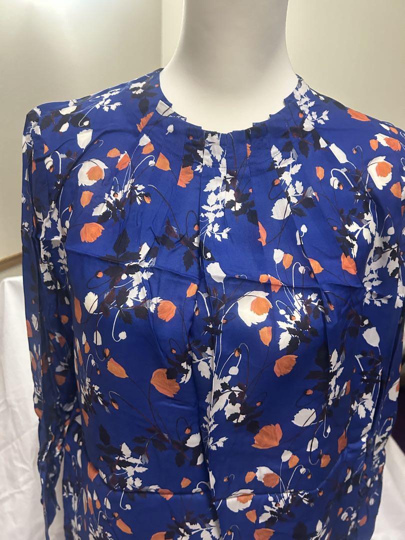 【新品•未使用】【14500円】ships シップス　花柄長袖ブラウス 青