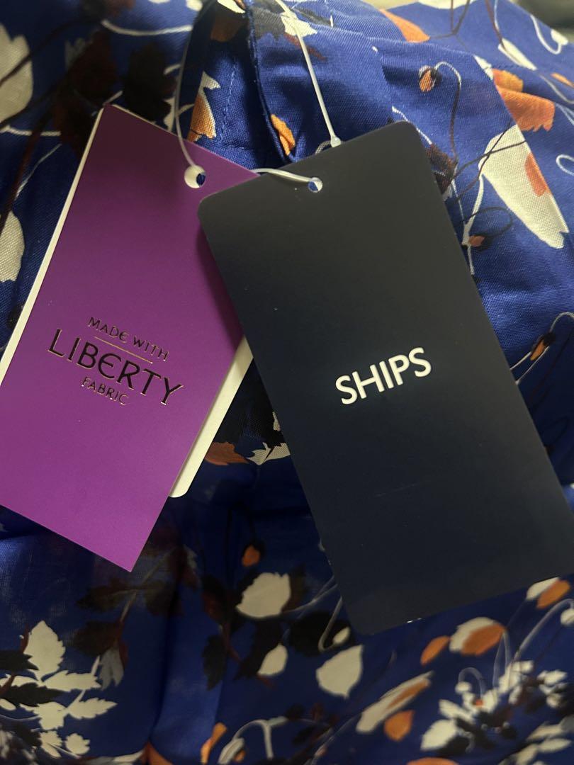 【新品•未使用】【14500円】ships シップス　花柄長袖ブラウス 青