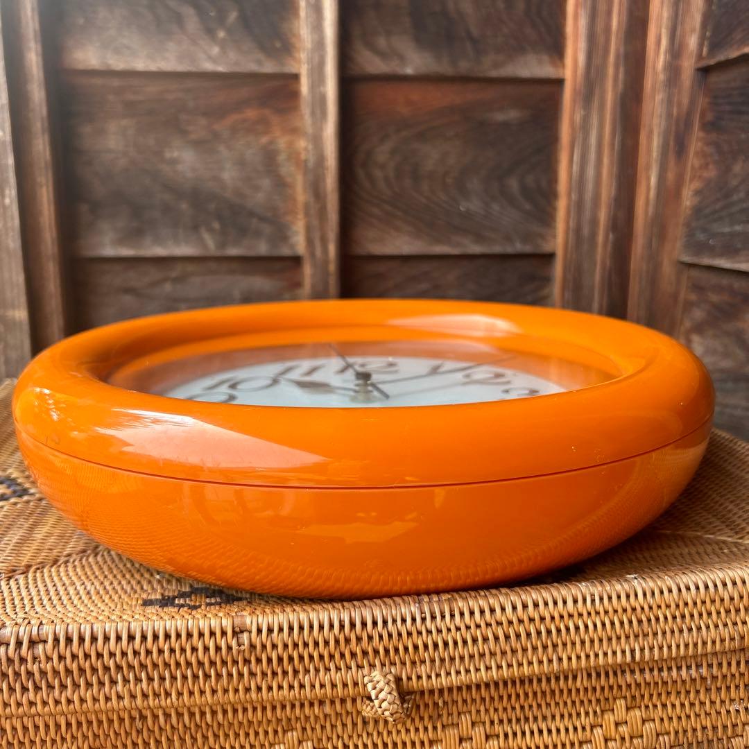 掛け時計 昭和レトロポップ オレンジ 丸型 SEIKO[ジャンク品
