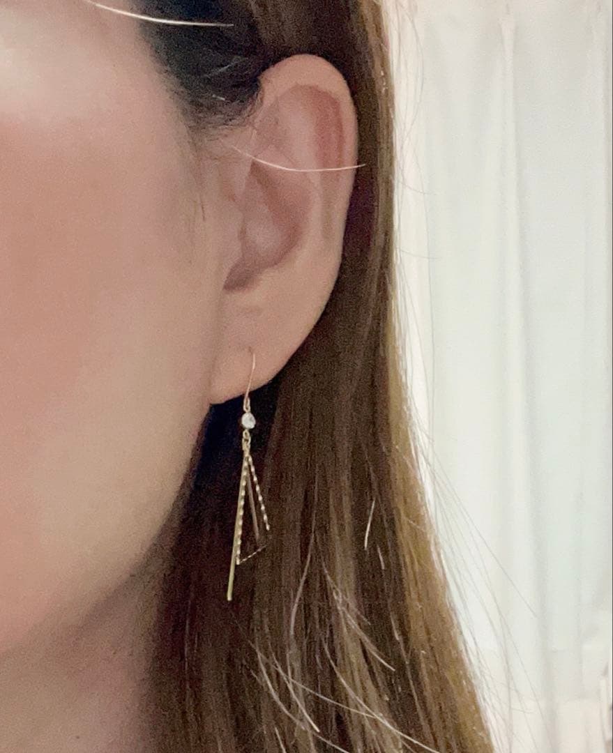 ピアス 18金 k18イエローゴールド キュービックジルコニア フックピアス