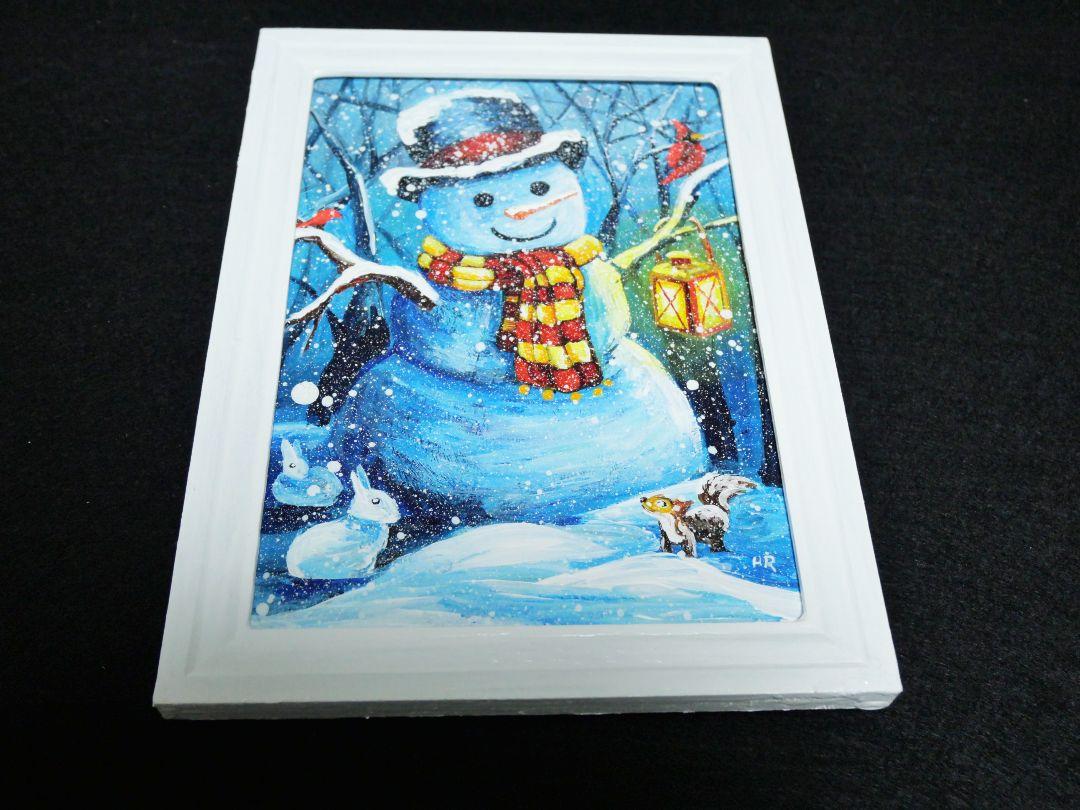 油絵 絵画【雪だるま】