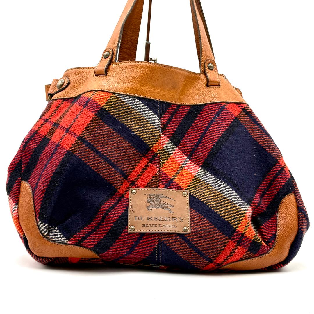 美品✨Burberry Blue Label ウール チェック トートバッグ