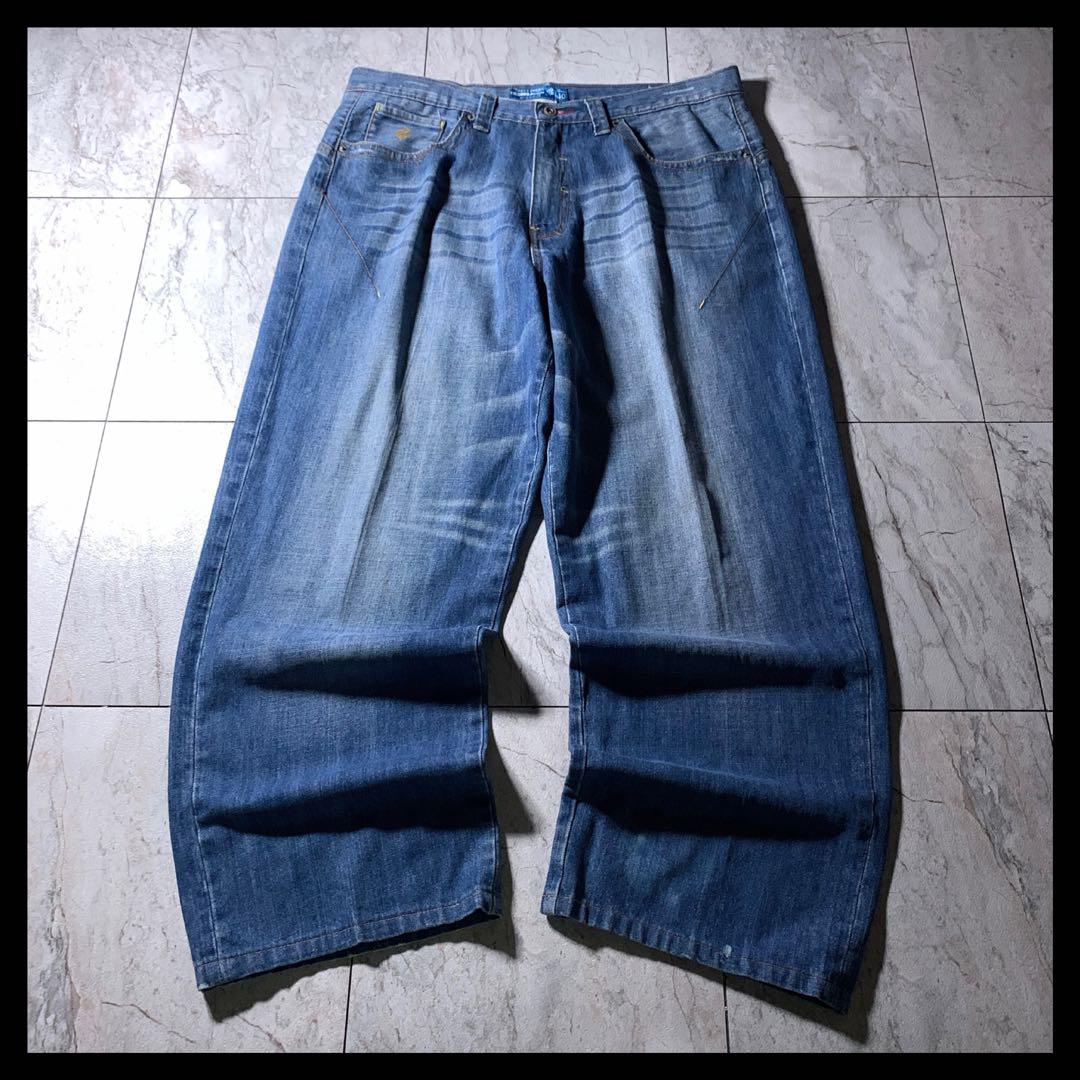 ロカウェア バギーデニムパンツ オーバーサイズ 極太 ジーンズ w40 B系 規格外！ロカウェア 超極太 オーバーサイズ デニム バギーパンツ
