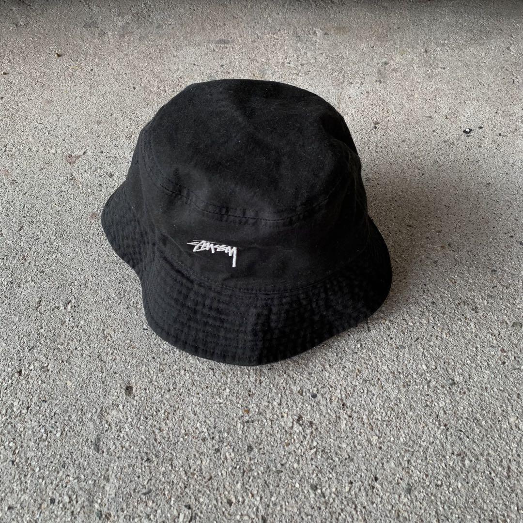 Stussy バケットハット ブラック ロゴ入り STUSSY ステューシー バケットハット ブラック ロゴバケット 黒