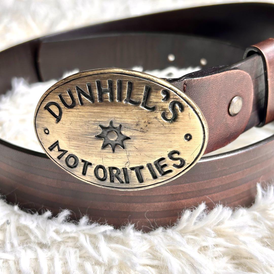 dunhill ダンヒル 高級メタルバックルプレート ベルト レザー ブラウン