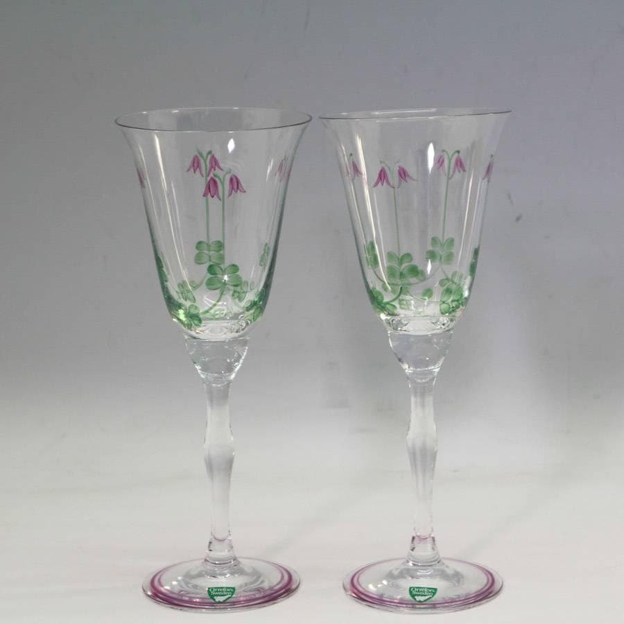 美品 スウェーデン オレフォス リネア ワイングラス 2客セット クリスタル製 美品 スウェーデン オレフォス リネア ワイングラス 2客セット クリスタル製