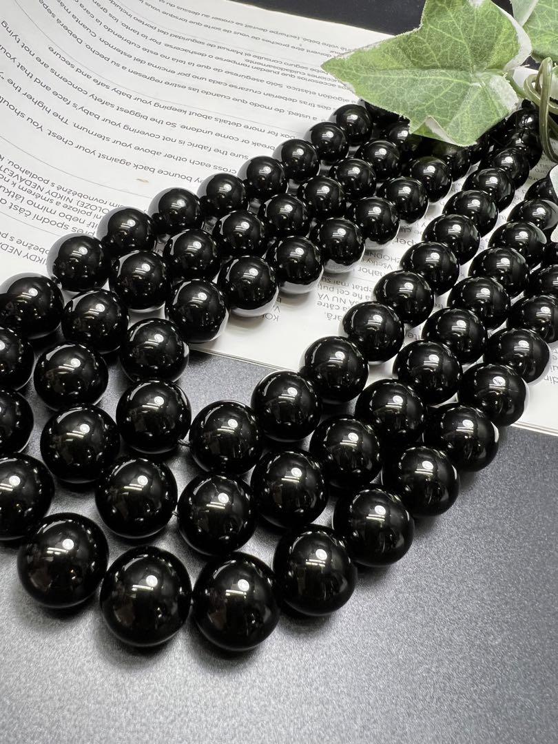 14mmモリオン黒水晶連材❣️お守り　厄除け　家内安全  運気上昇！新入荷