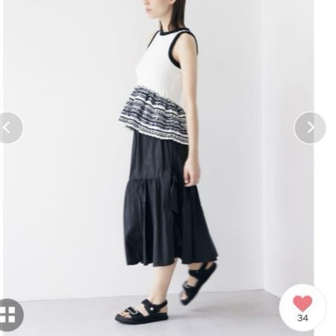【Fサイズ】 新品 COEL ツイード ミックス ペプラム ニット ホワイト系