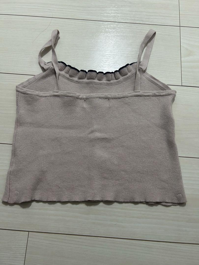 pium ぴうむ レースアップスリーブレイヤードニット ピンク