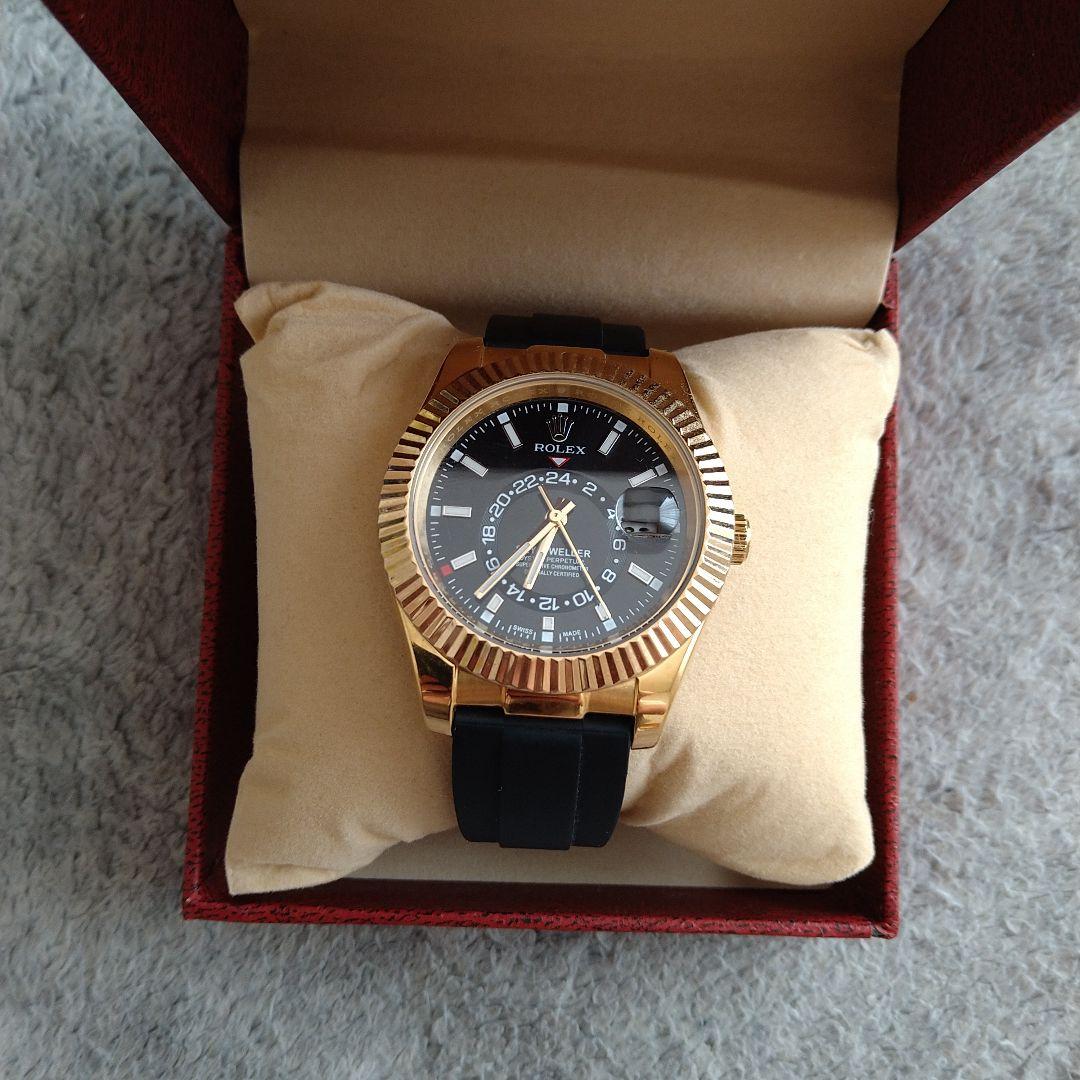 ROLEX クォーツ腕時計 ブラックゴールド