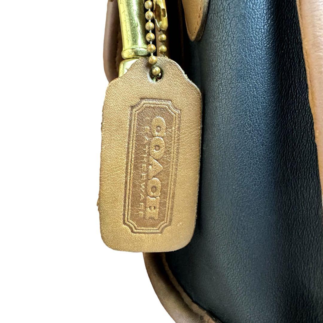 美品★OLD COACH ターンロック 2way ショルダーバッグ　グリーン