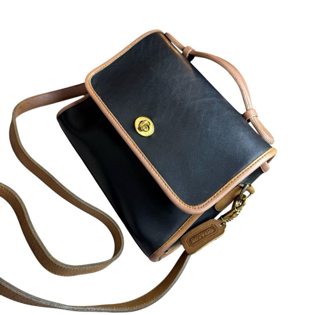 美品★OLD COACH ターンロック 2way ショルダーバッグ　グリーン