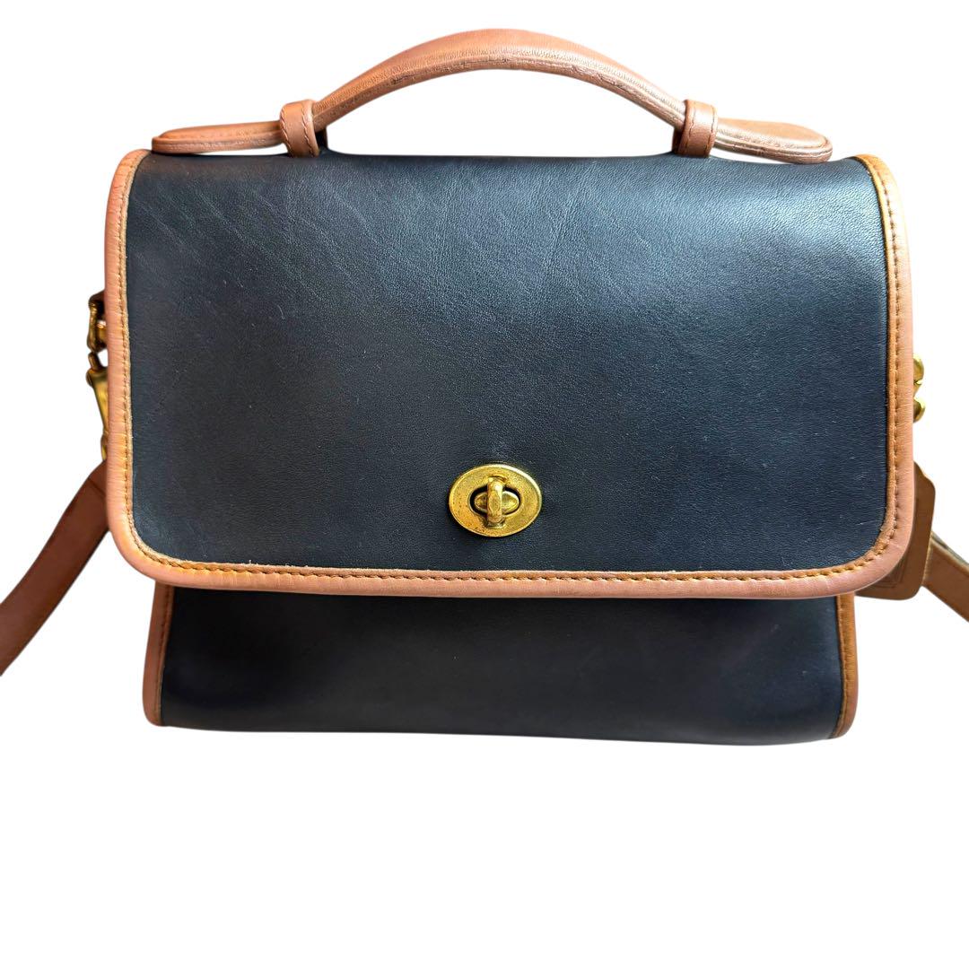 美品★OLD COACH ターンロック 2way ショルダーバッグ　グリーン