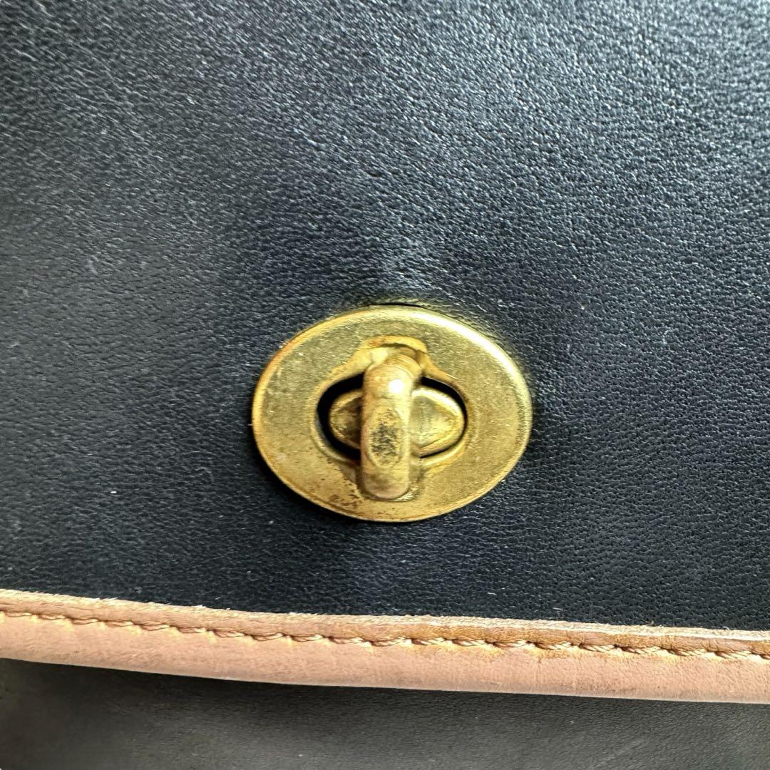 美品★OLD COACH ターンロック 2way ショルダーバッグ　グリーン