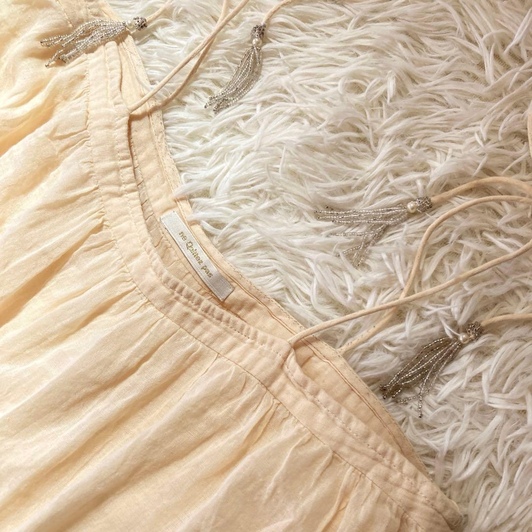 ヌキテパ コットンティアードマキシドレス 刺繍レースワンピース クリーム色 F ヌキテパ コットンティアードマキシドレス 刺繍レースワンピース クリーム色 F