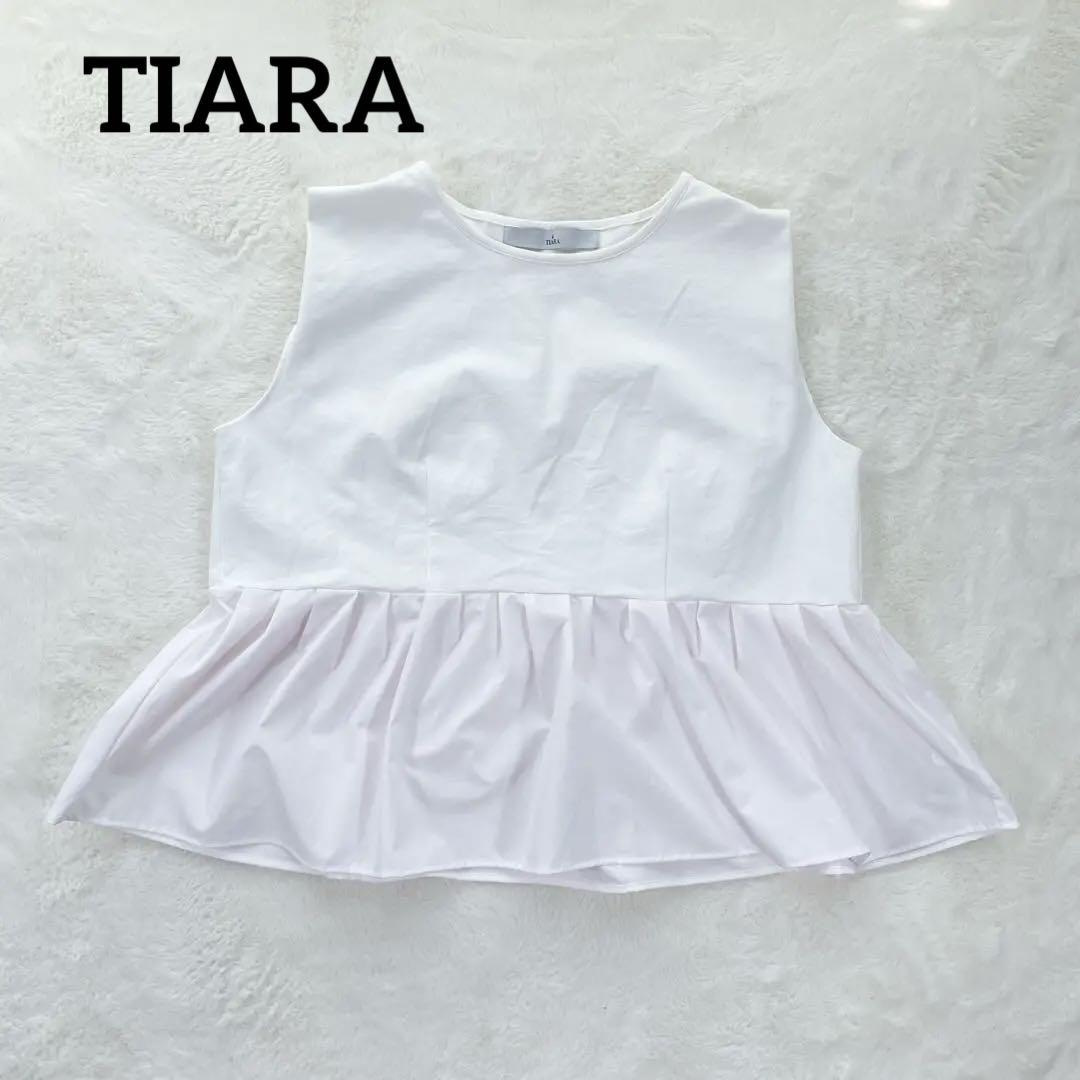 TIARA メルローズ 25SS タフタコンビペプラムトップス ストレッチ