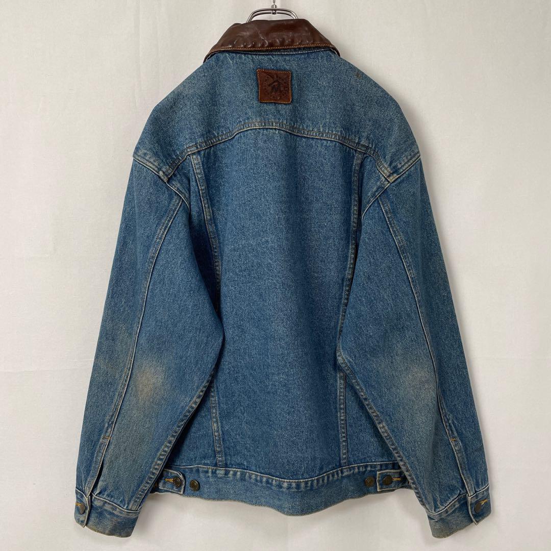 90s MARLBORO COUNTRY STORE 襟レザー デニムジャケット 90年代 MARLBORO COUNTRY STORE マルボロカントリーストア 襟