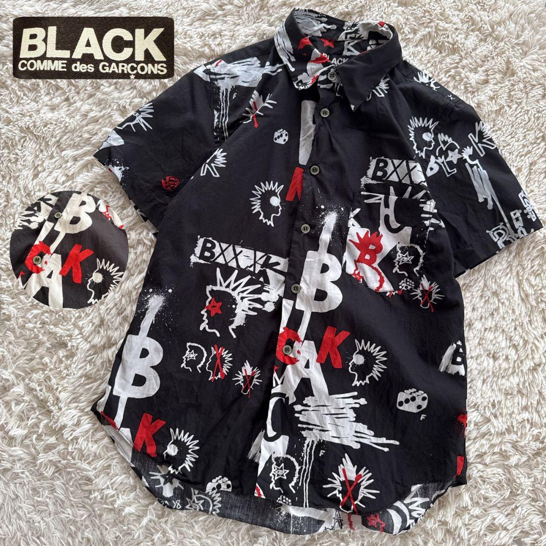 【COMME des GARCONS】総柄 パンク ロック プリント 半袖シャツ