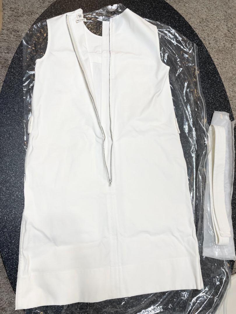 【極美品】HERMES エルメス 22SS ワンピース　ホワイト　ベルト付き