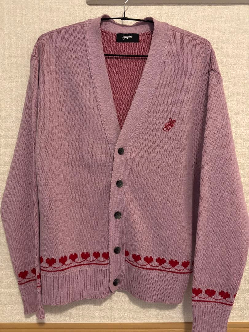 Myne 薄紫色 カーディガン ハート刺繍L・MYne
