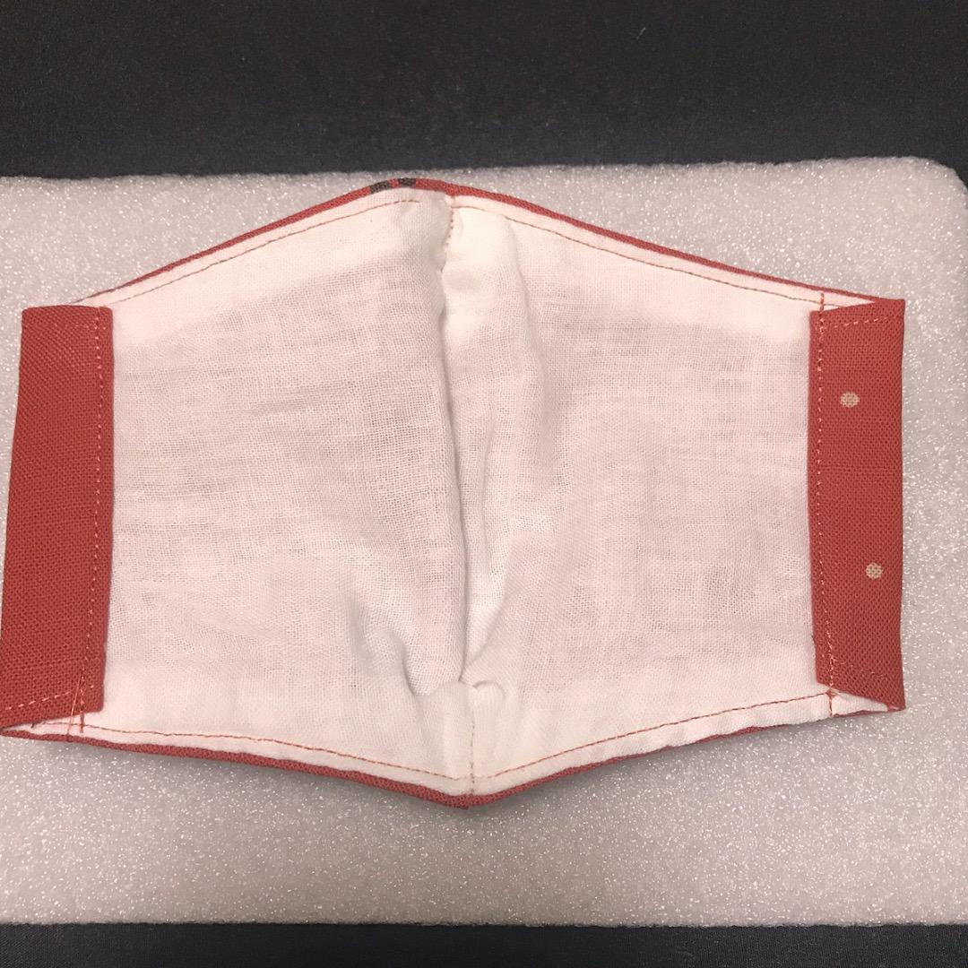 【猫柄エンジ色】ハンドメイド 大人用 立体 インナーマスク 手作り
