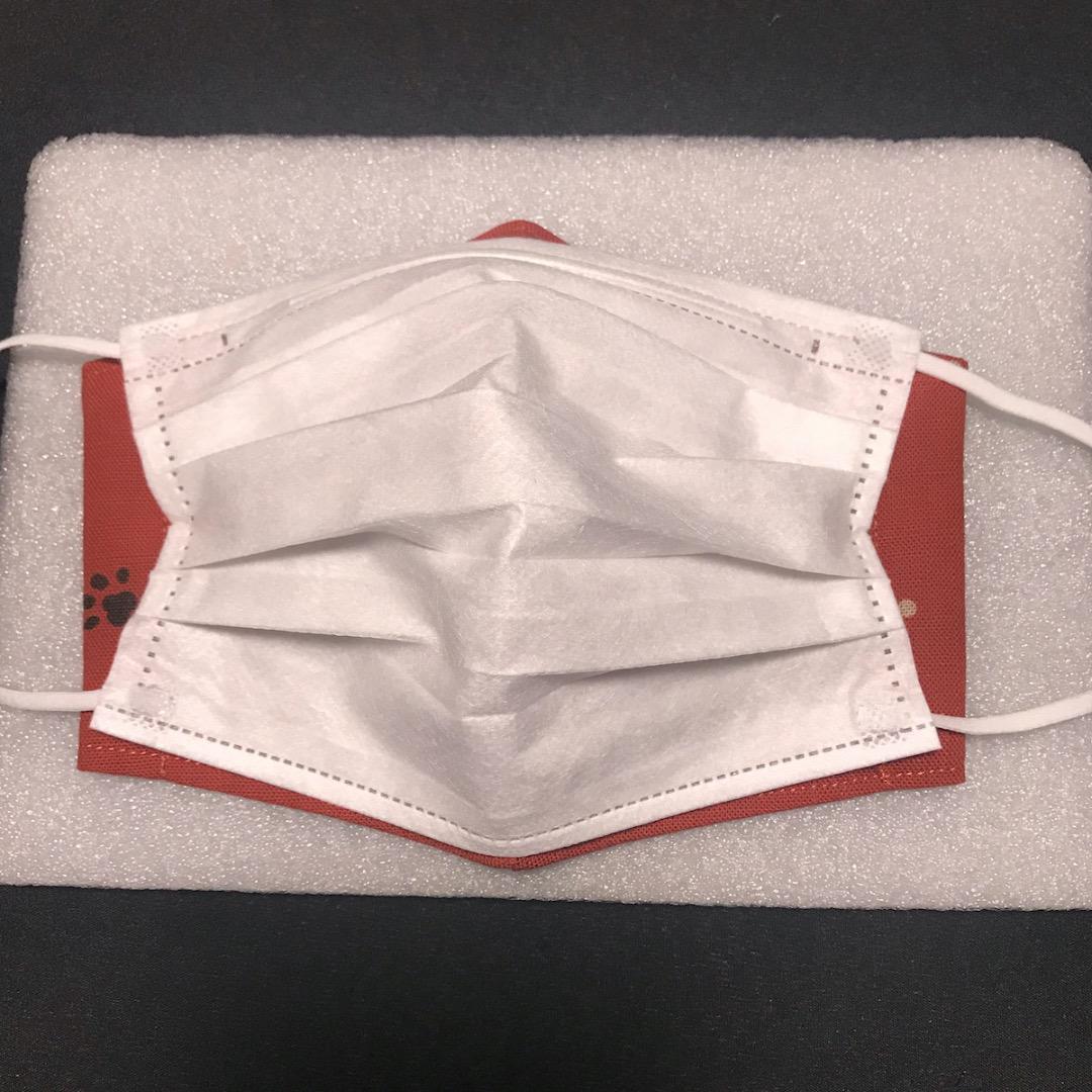【猫柄エンジ色】ハンドメイド 大人用 立体 インナーマスク 手作り