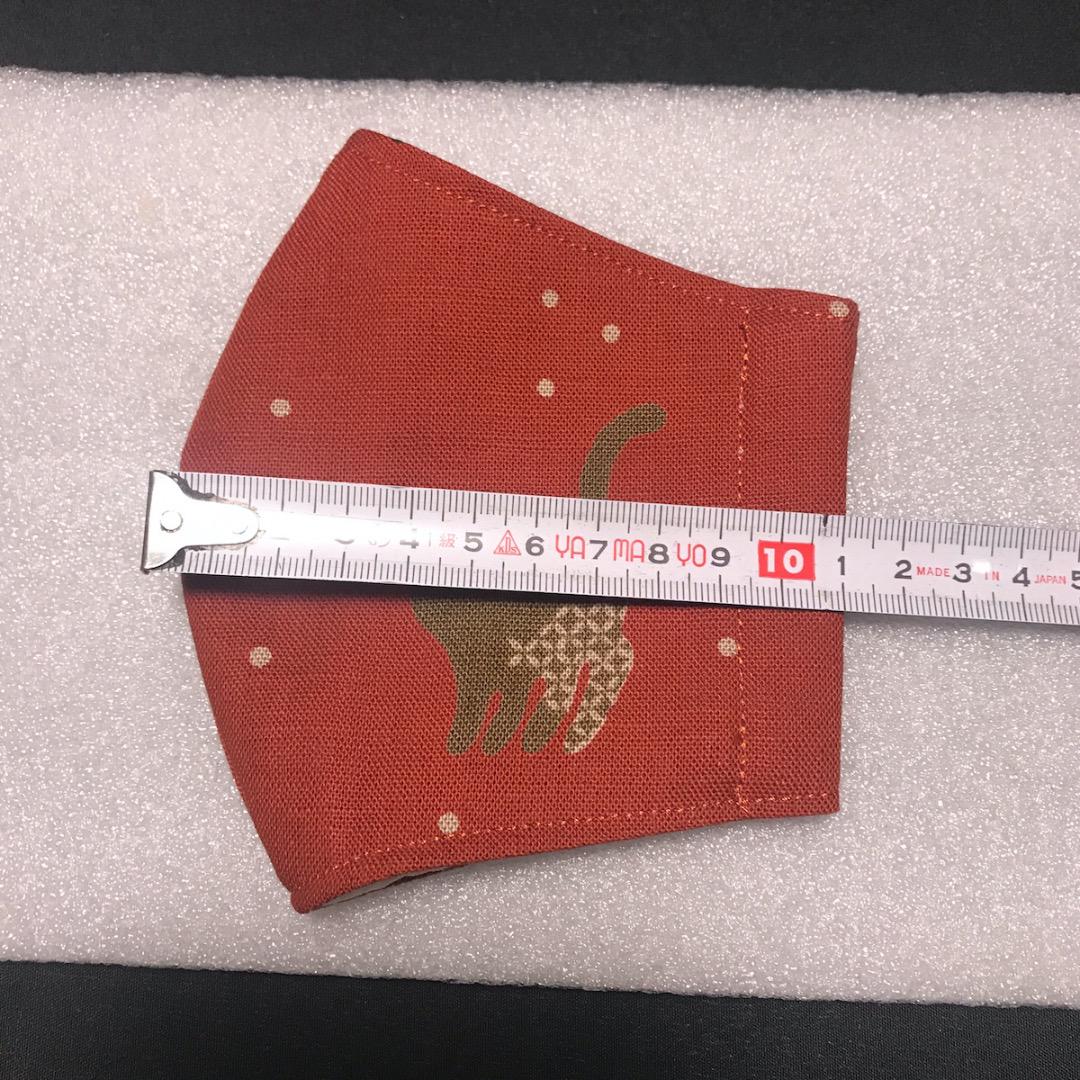 【猫柄エンジ色】ハンドメイド 大人用 立体 インナーマスク 手作り