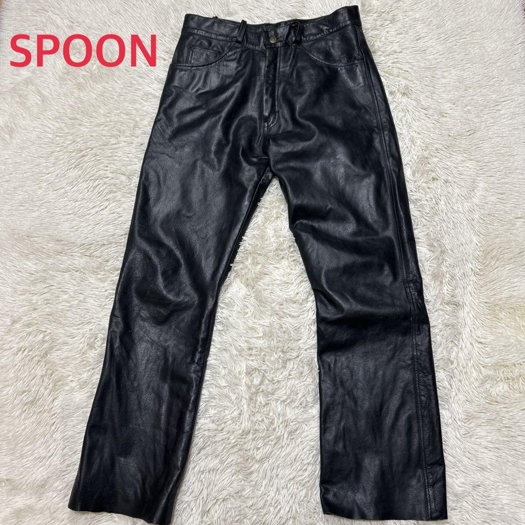 SPOON スプーン　レザー　ライディングパンツ　黒　ブラック　34Lサイズ