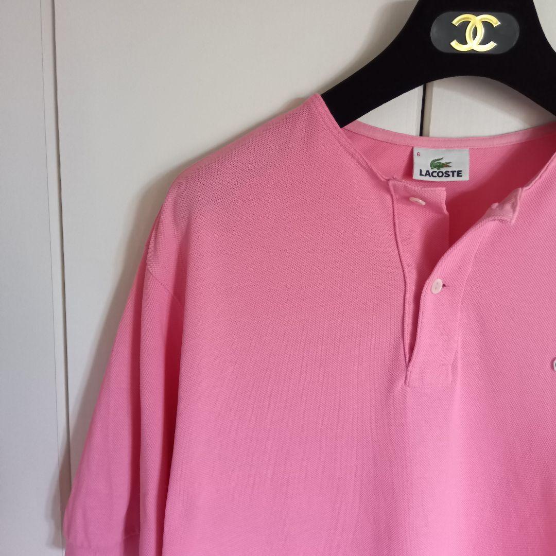 希少80s　LACOSTE　襟無し　ヘンリーネック　鹿の子　フランス製