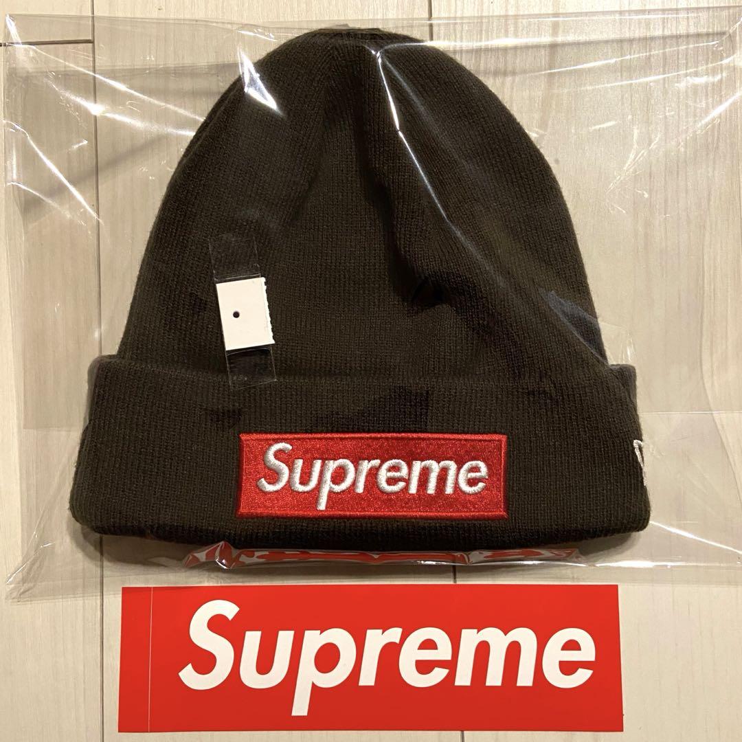 【極美品】 Supreme New Era Box Logo Beanie 茶